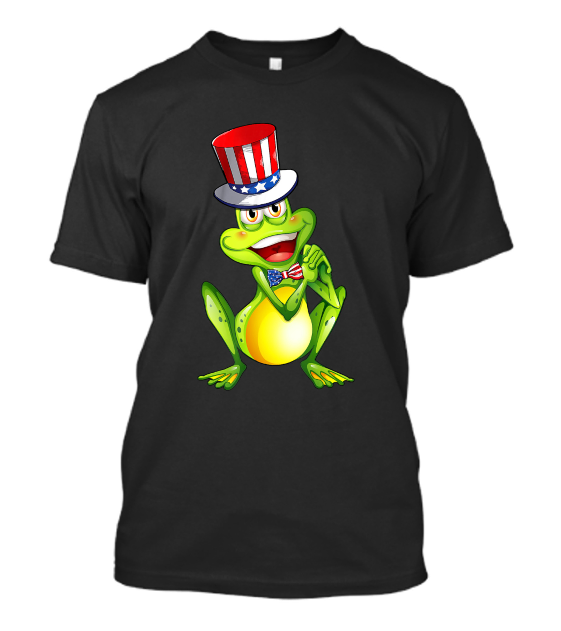 Frog Wearing American Flag Hat And Bowtie For Patriotic 4th Of July T-Shirt