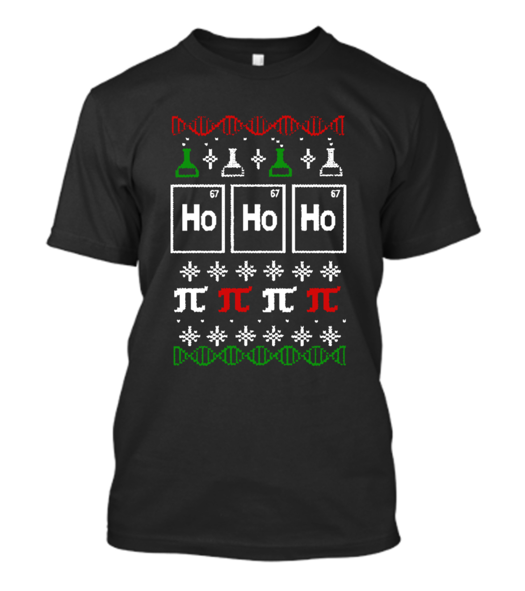 Periodic Table Elements Ho Ho Ho Science Ugly Christmas Sweater Pi DNA T-Shirt