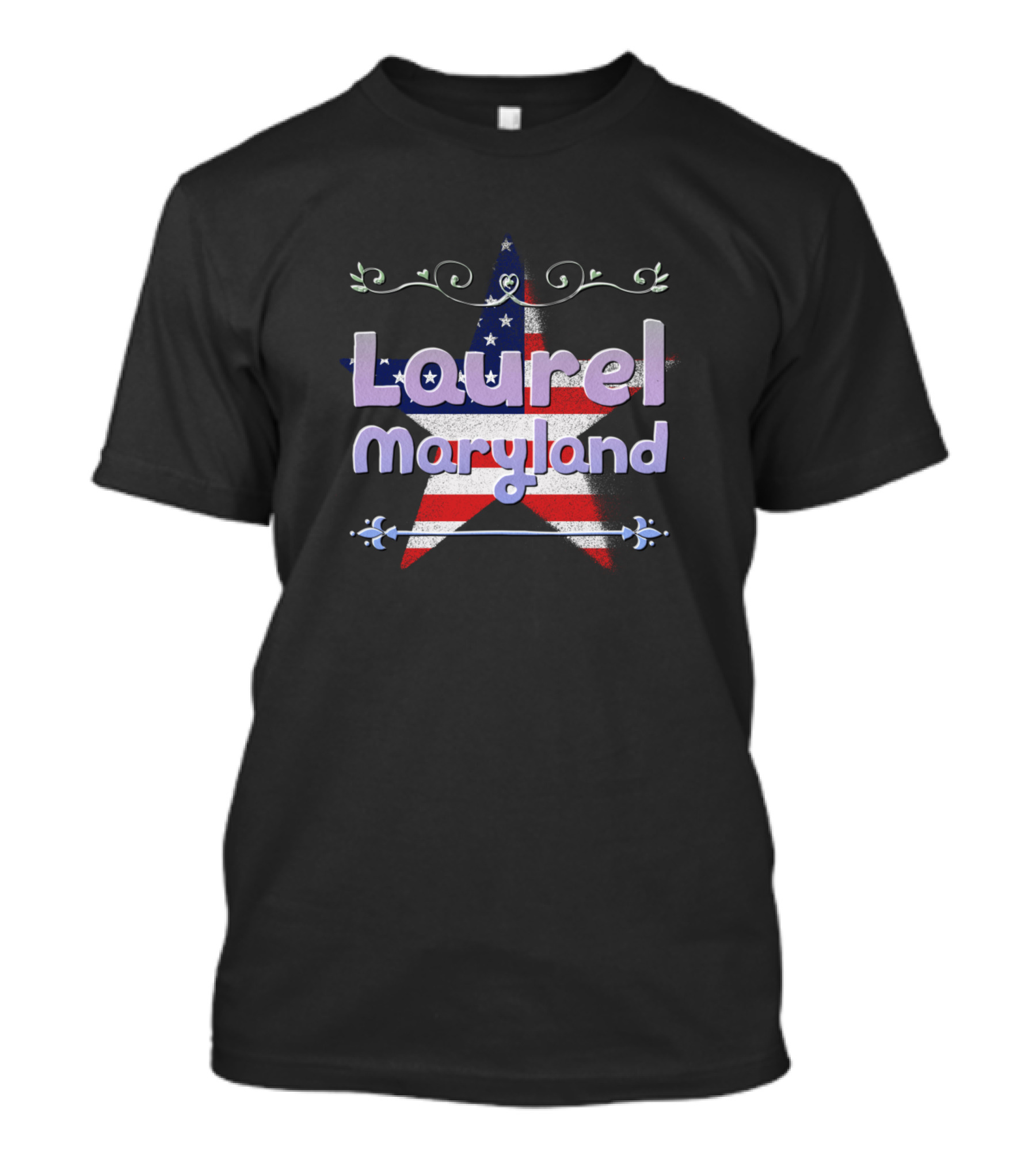Laurel Maryland American Flag Star T-Shirt