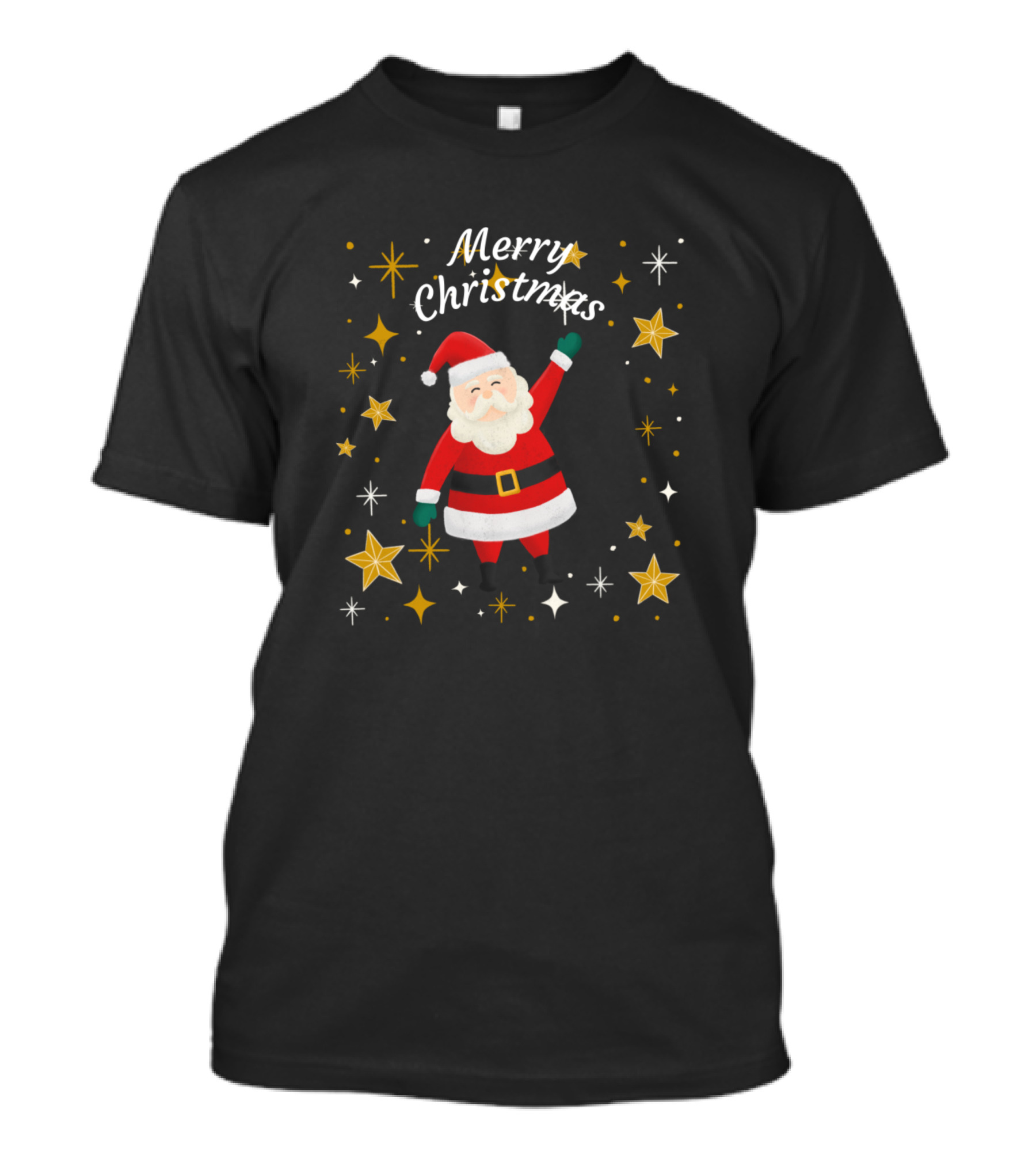 Santa Merry Christmas Stars T-Shirt