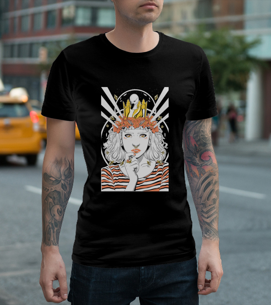 Space Girl Cosmic Crown Blossom Radiance T-Shirt