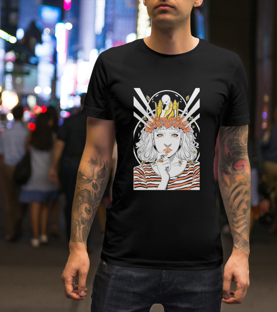 Space Girl Cosmic Crown Blossom Radiance T-Shirt