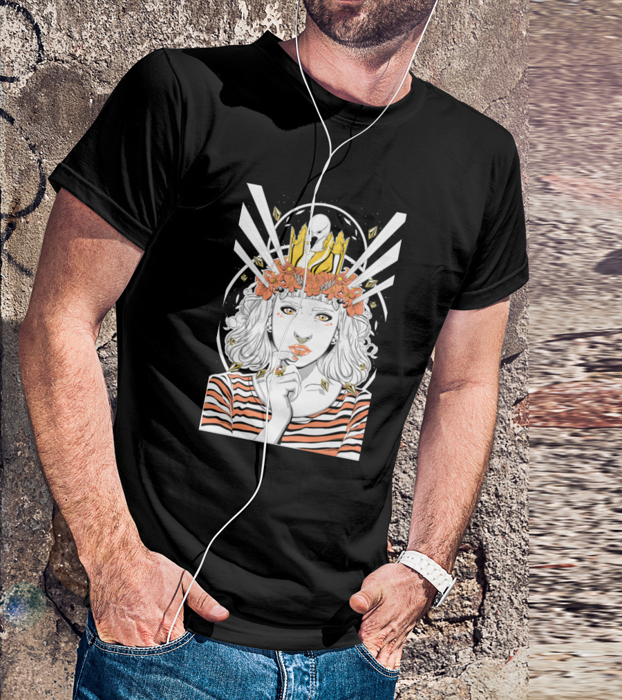 Space Girl Cosmic Crown Blossom Radiance T-Shirt