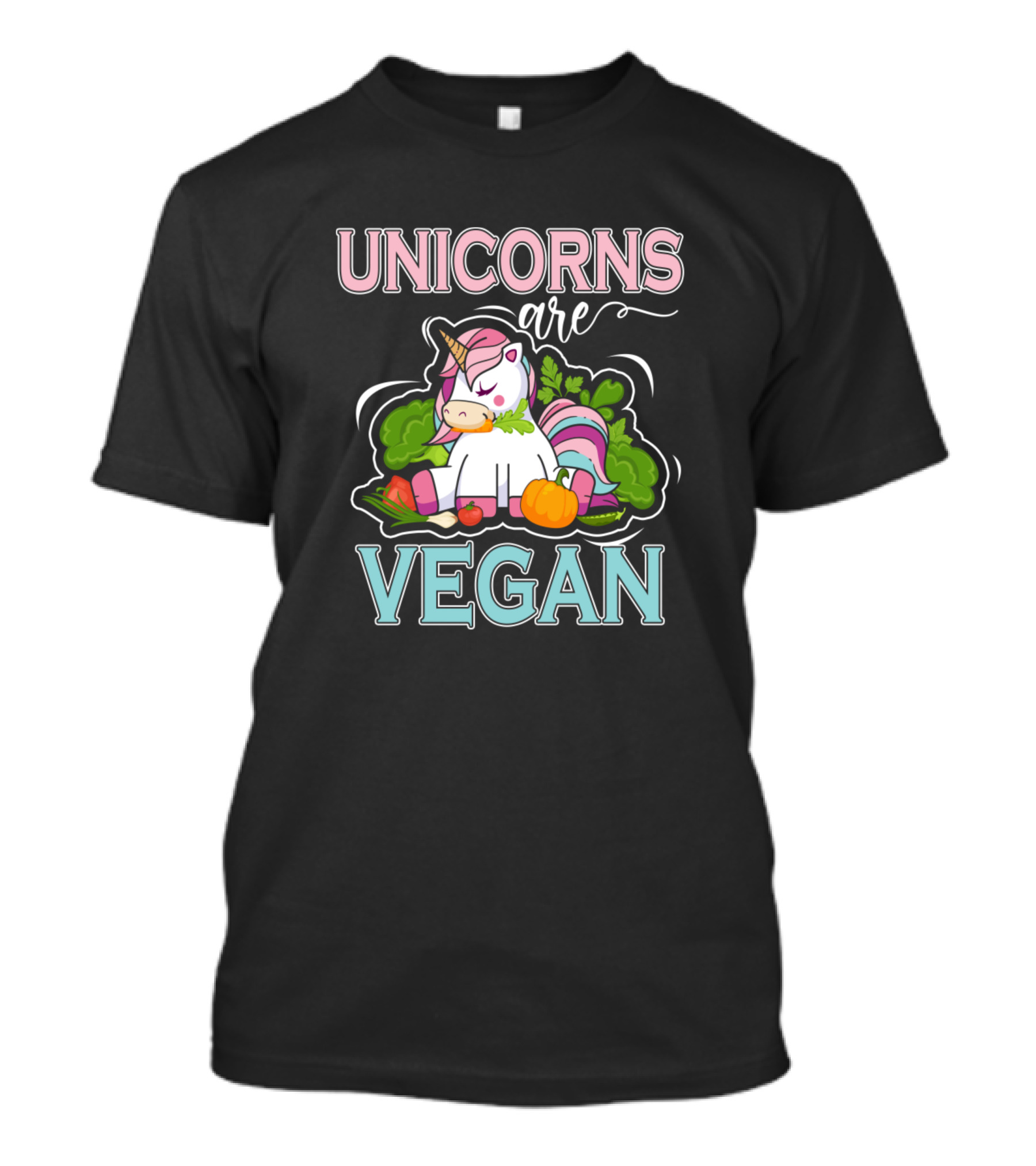 Unicorns Are Vegan Vegetarian Veggie Love Cute Cartoon T-Shirt