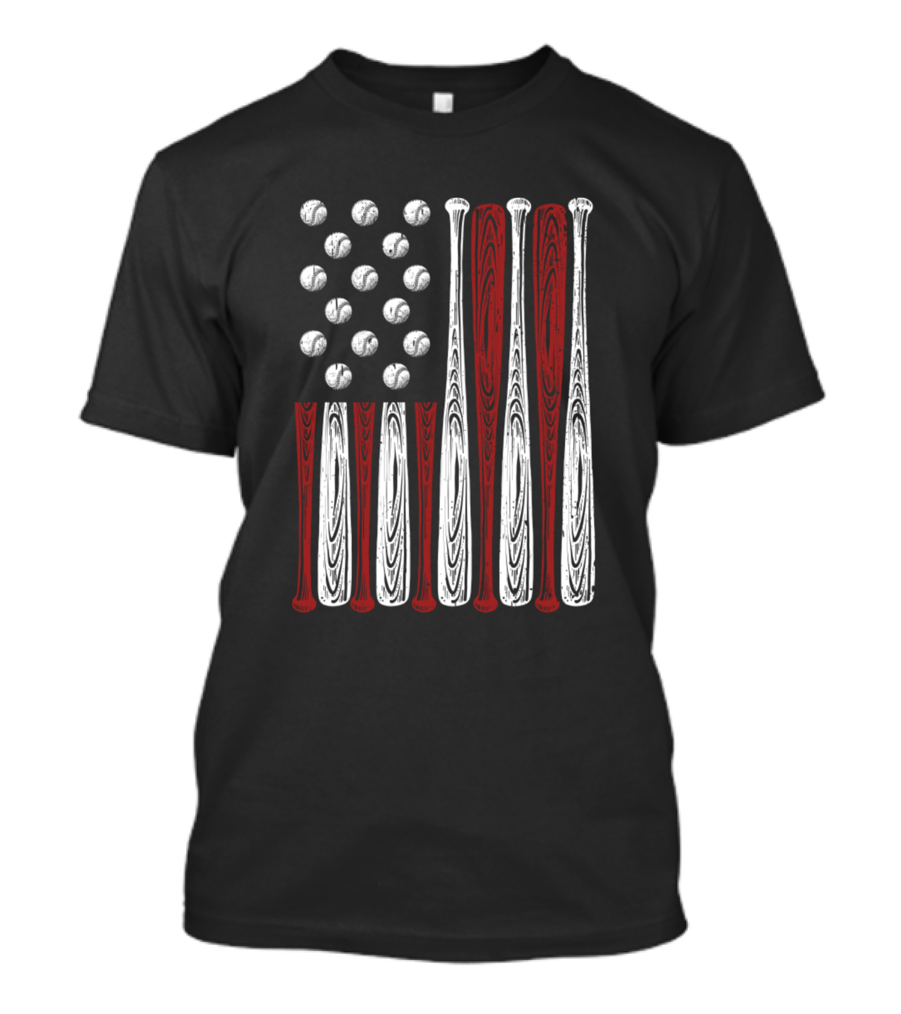 Vintage Baseball Bat And Ball American USA Flag T-Shirt