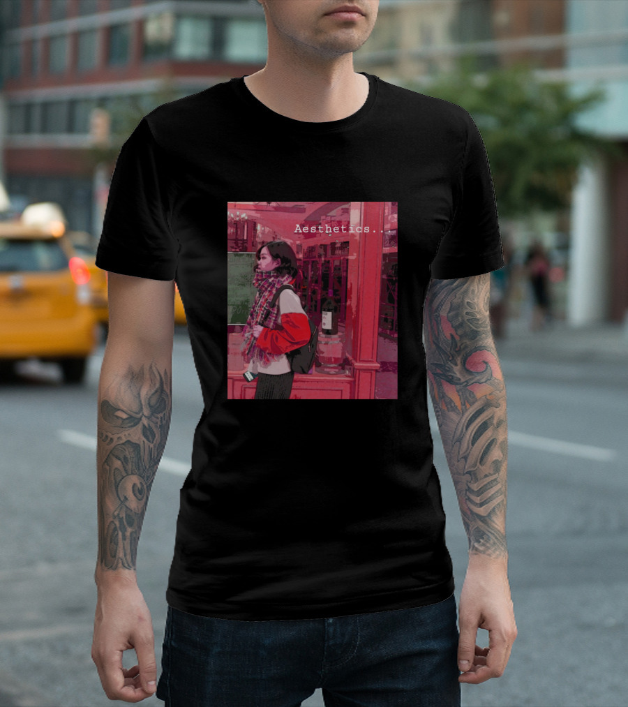 Aesthetics Red Jacket Scarf Woman T-Shirt