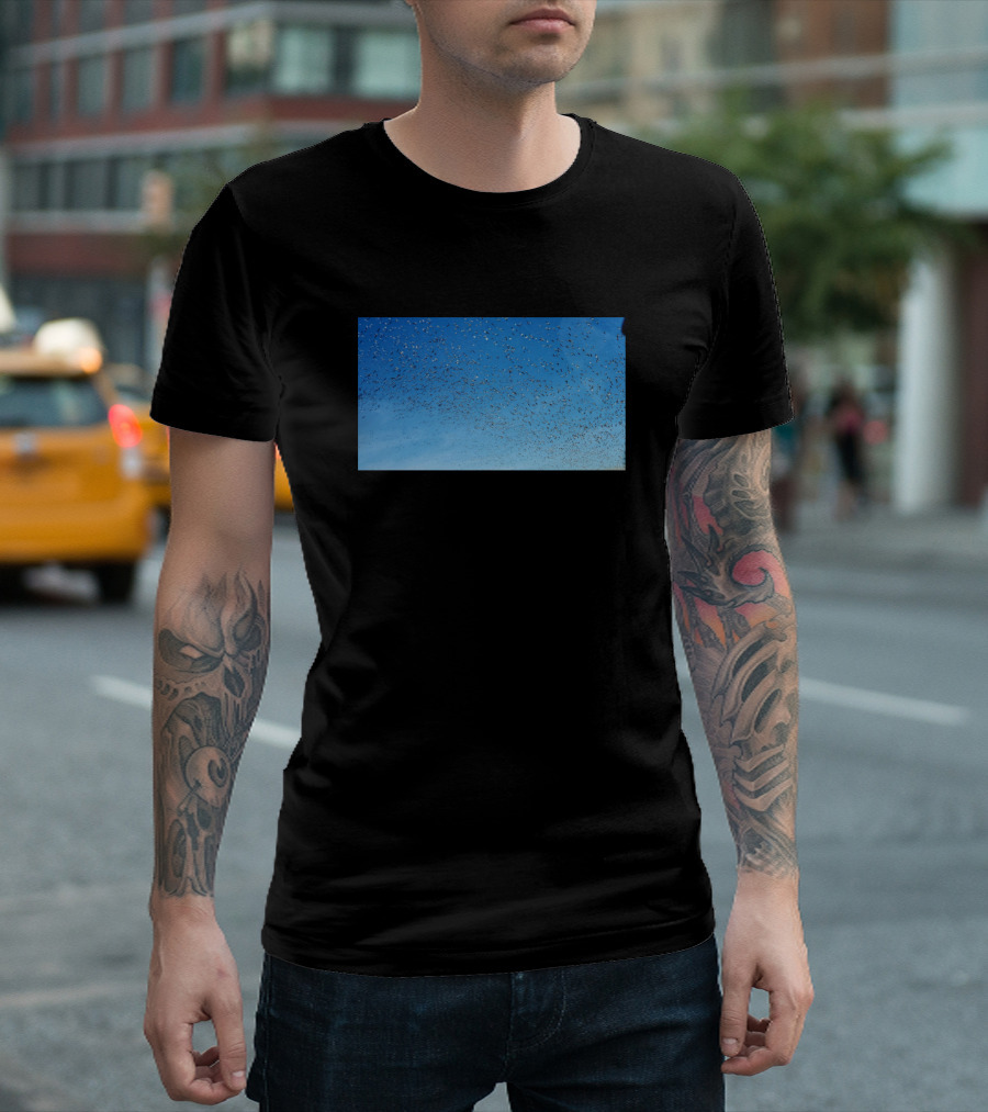 Bird Swarm Blue Sky Flock T-Shirt