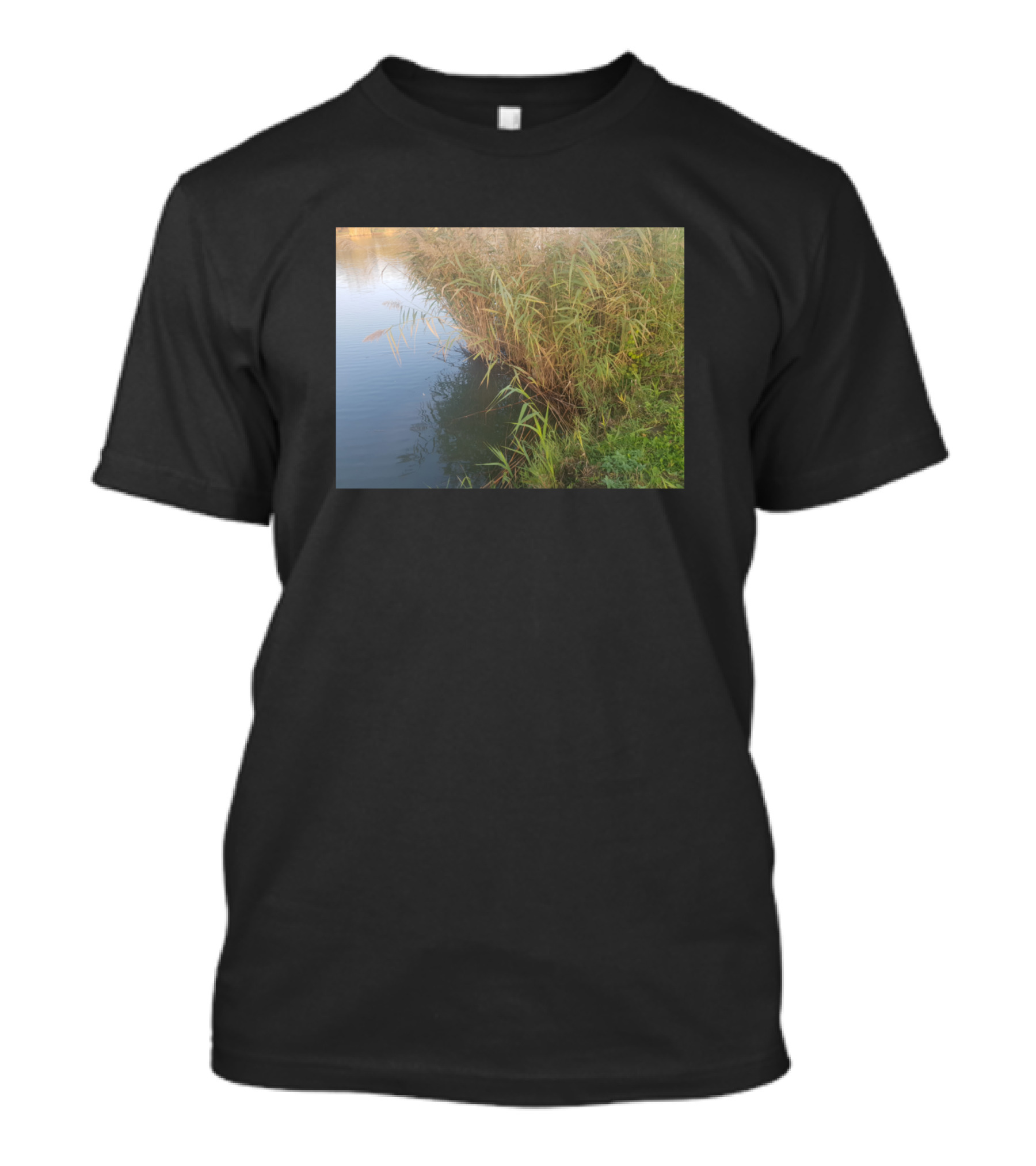 By The Lake Calm Serenity Nature Photography Reeds Water Reflection Scene T-Shirt