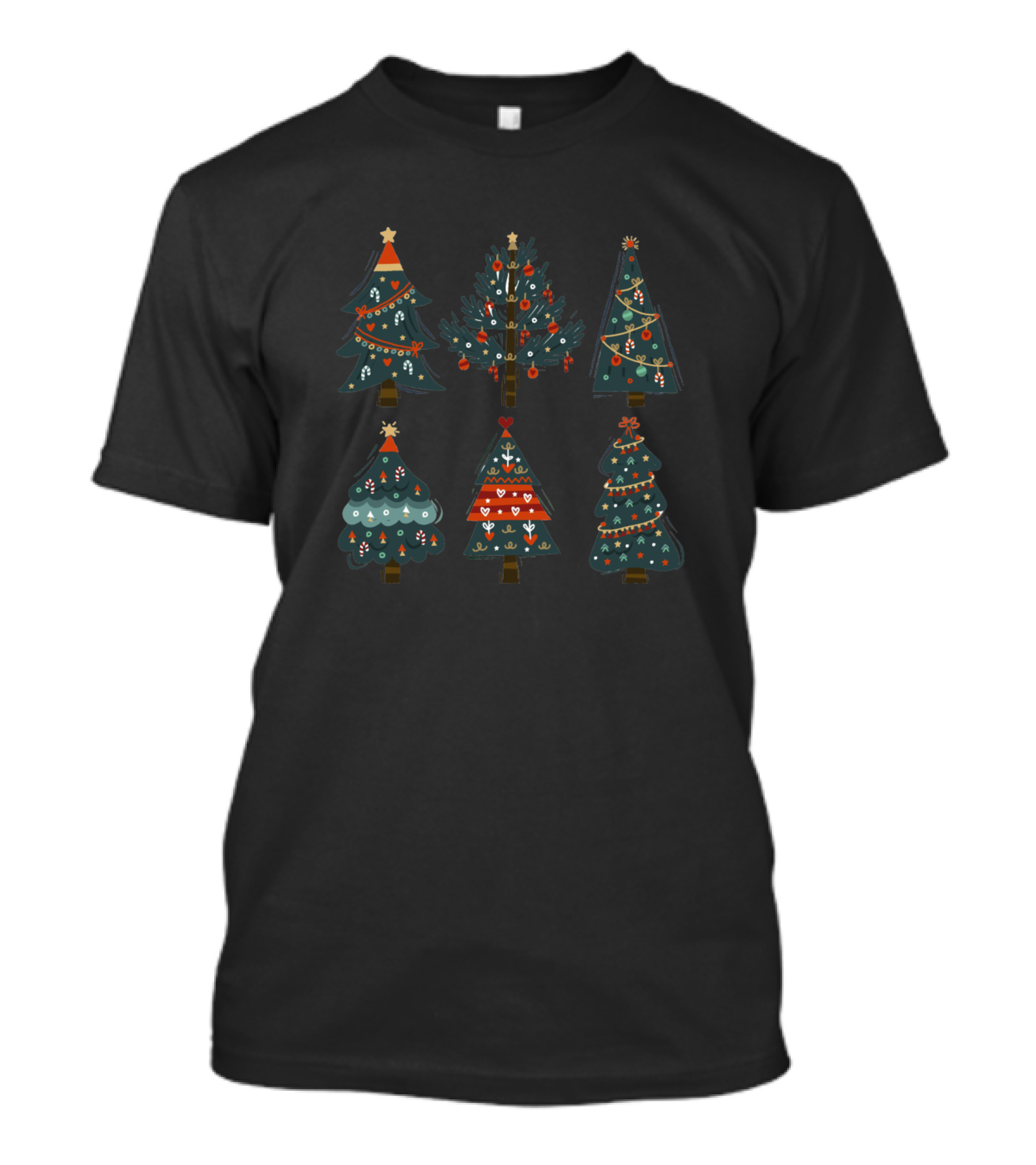 Christmas Trees Festive Ornaments Decorations Classic Holiday T-Shirt