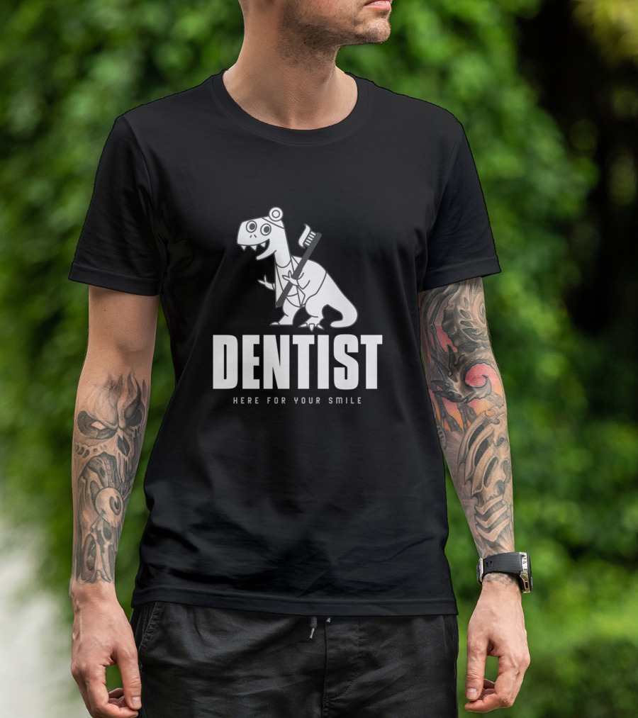 Dentist Dino Rex Here For Your Smile T-Shirt