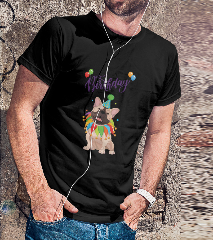 Playful Dog It's My Birthday Celebration With Colorful Party Balloons And Festive Hat T-Shirt