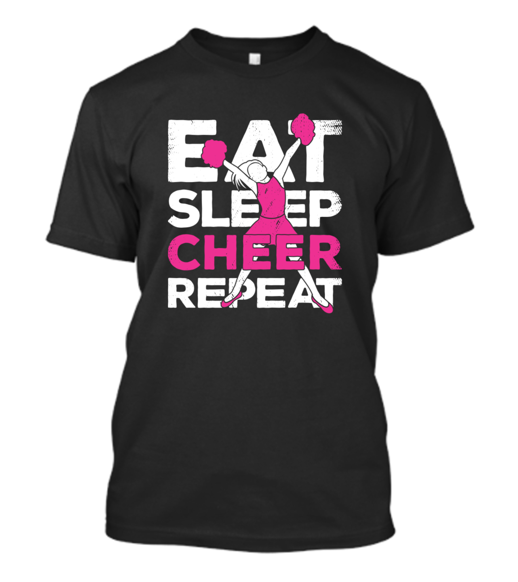 Eat Sleep Cheer Repeat Cheerleader Pom Poms Routine T-Shirt
