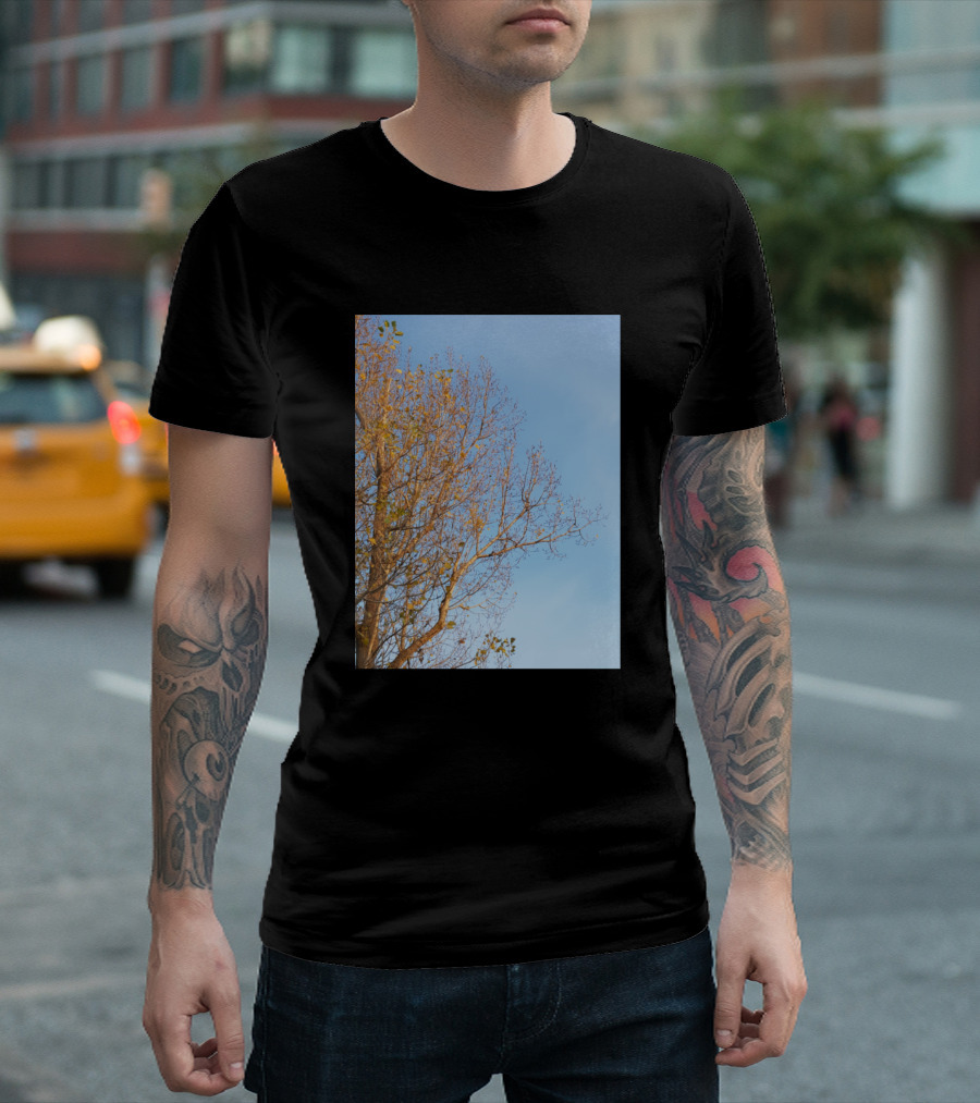 Golden Autumn Tree Against Clear Blue Sky T-Shirt
