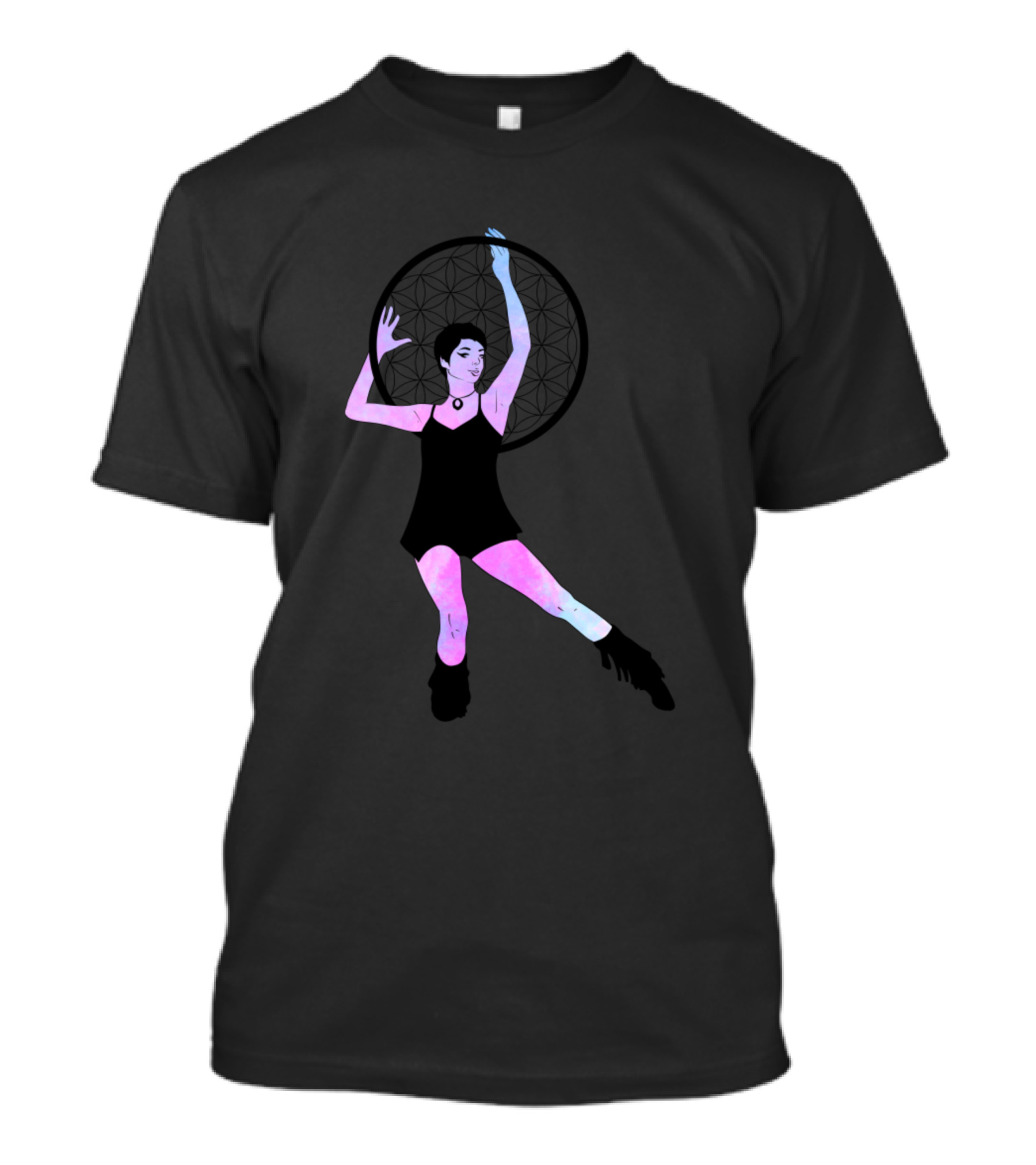 Elegant Hula Hoop Flow Fairy With Geometric Dreamcatcher Background T-Shirt