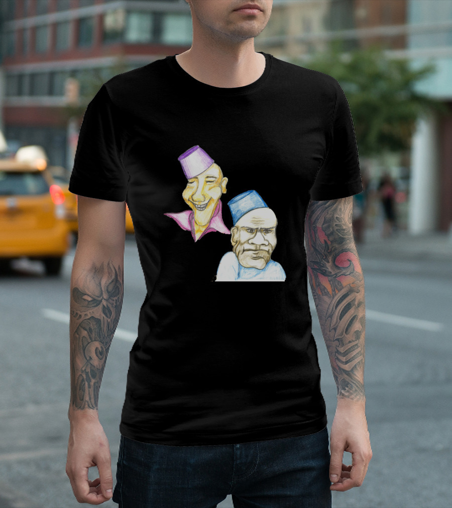 Humor Hand Drawn Colorful Cartoon Characters with Funny Expressions T-Shirt