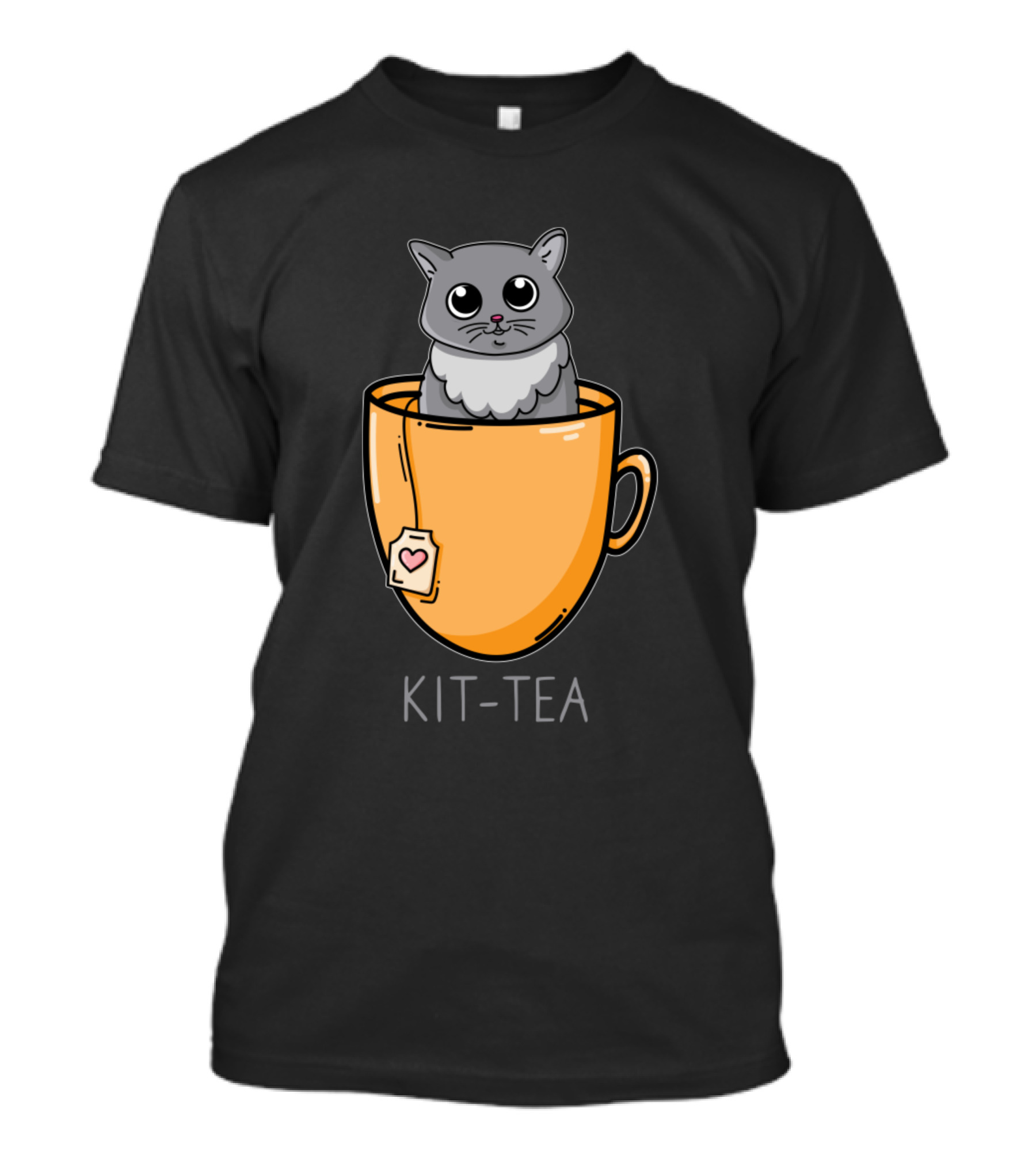 Kit Tea Cat Kitten Lover In Cup With Heart Tag T-Shirt