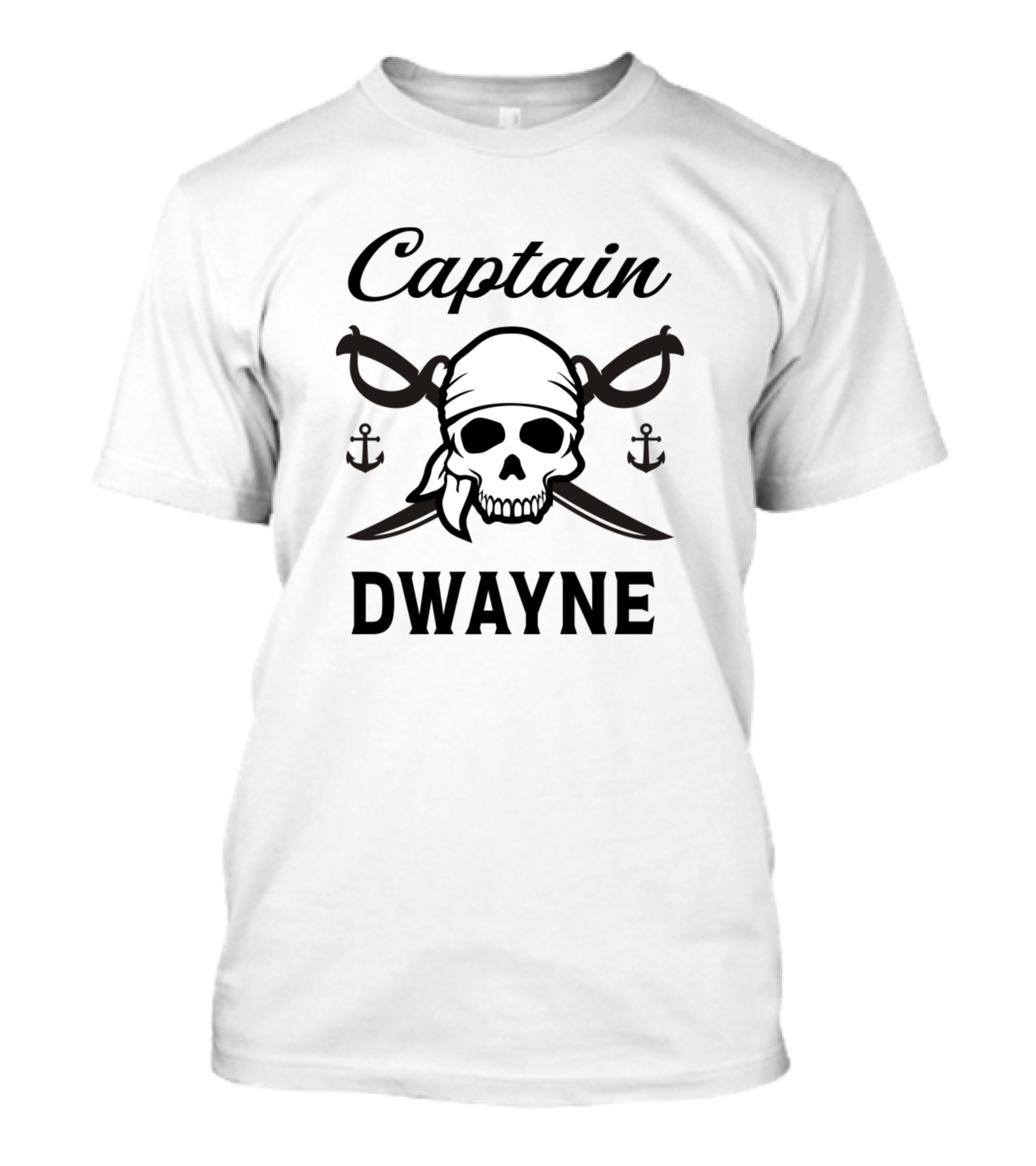 Captain Dwayne Skull And Crossed Swords T-Shirt