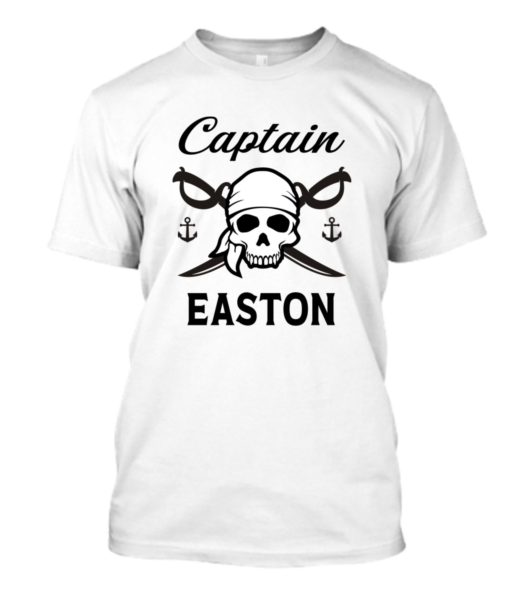 Captain Easton Skull With Crossed Swords And Anchors T-Shirt