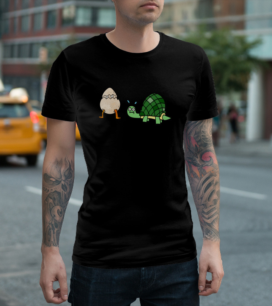 Surprised Turtle and Hatching Egg with Legs T-Shirt