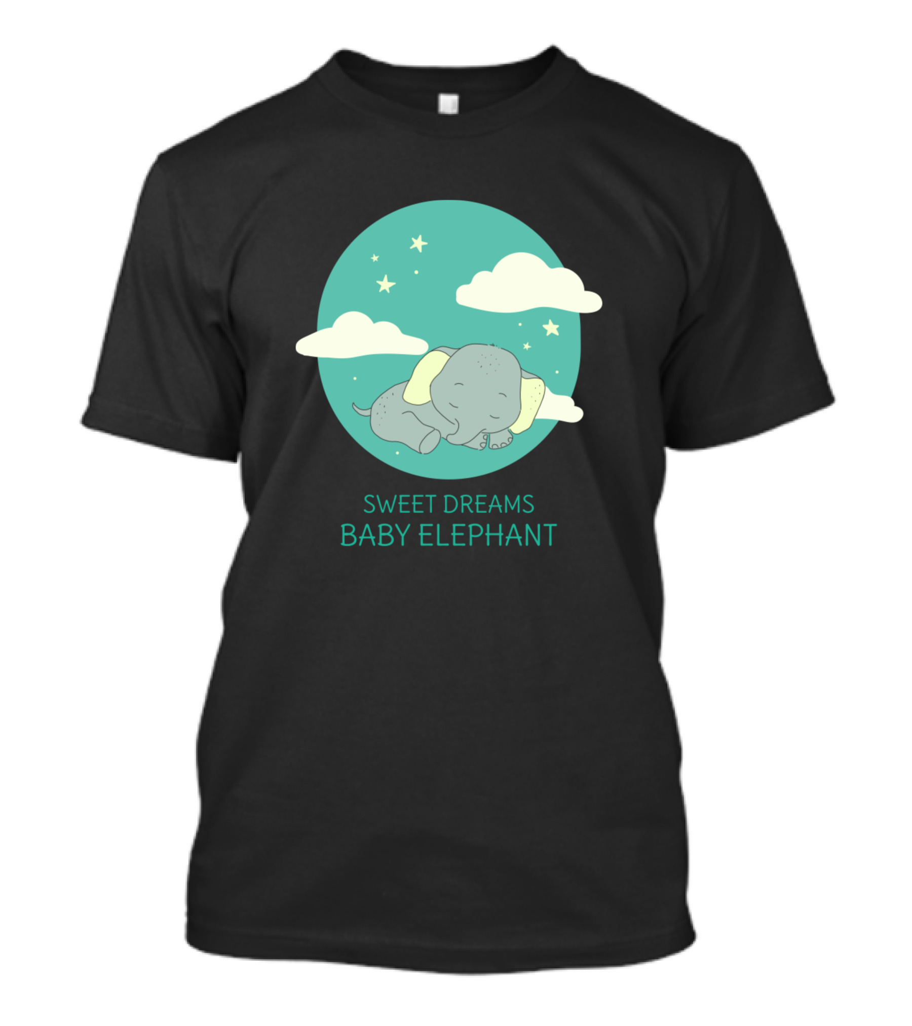 Sweet Dreams Baby Elephant Sleeping Under Starry Night Sky T-Shirt