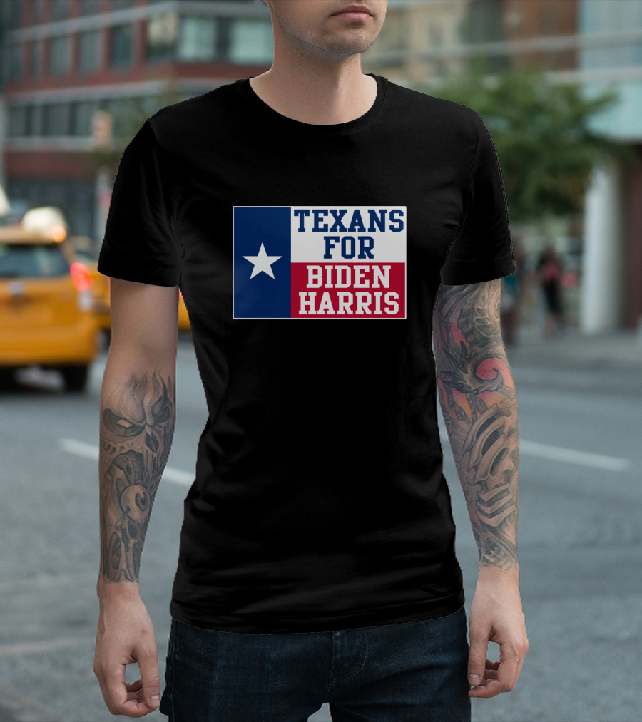 Texans For Biden Harris Support in Texas with Lone Star Flag T-Shirt