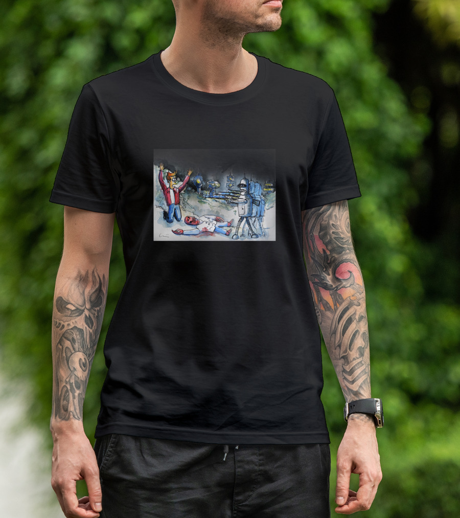 The Third Of May 3050 Futuristic Robot Confrontation T-Shirt