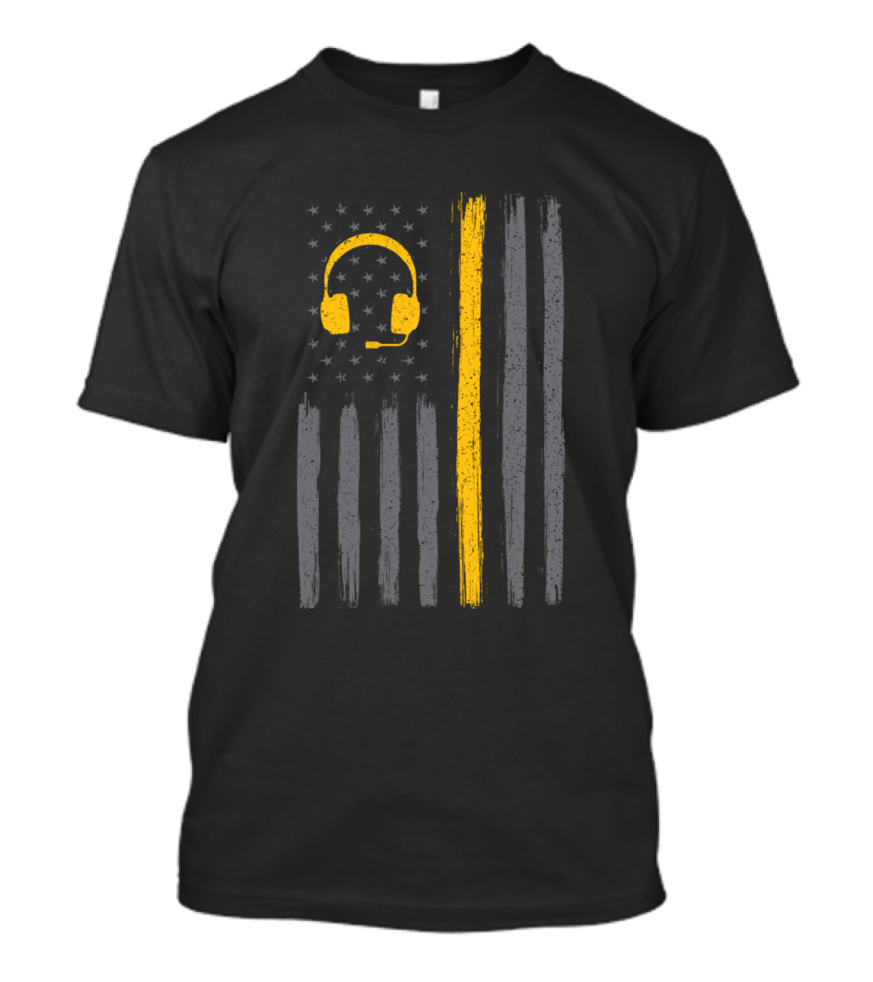 Thin Yellow Line American Flag Headset 911 Dispatcher T-Shirt