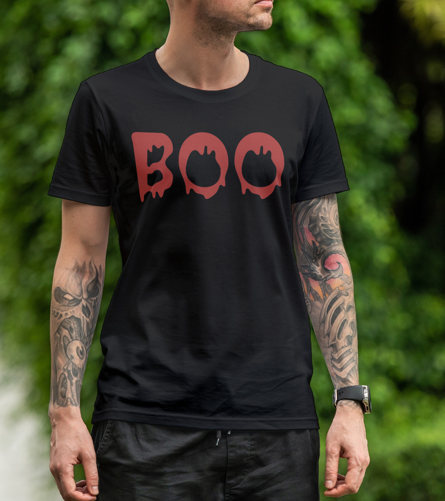 Boo Dripping Red Halloween Text T-Shirt