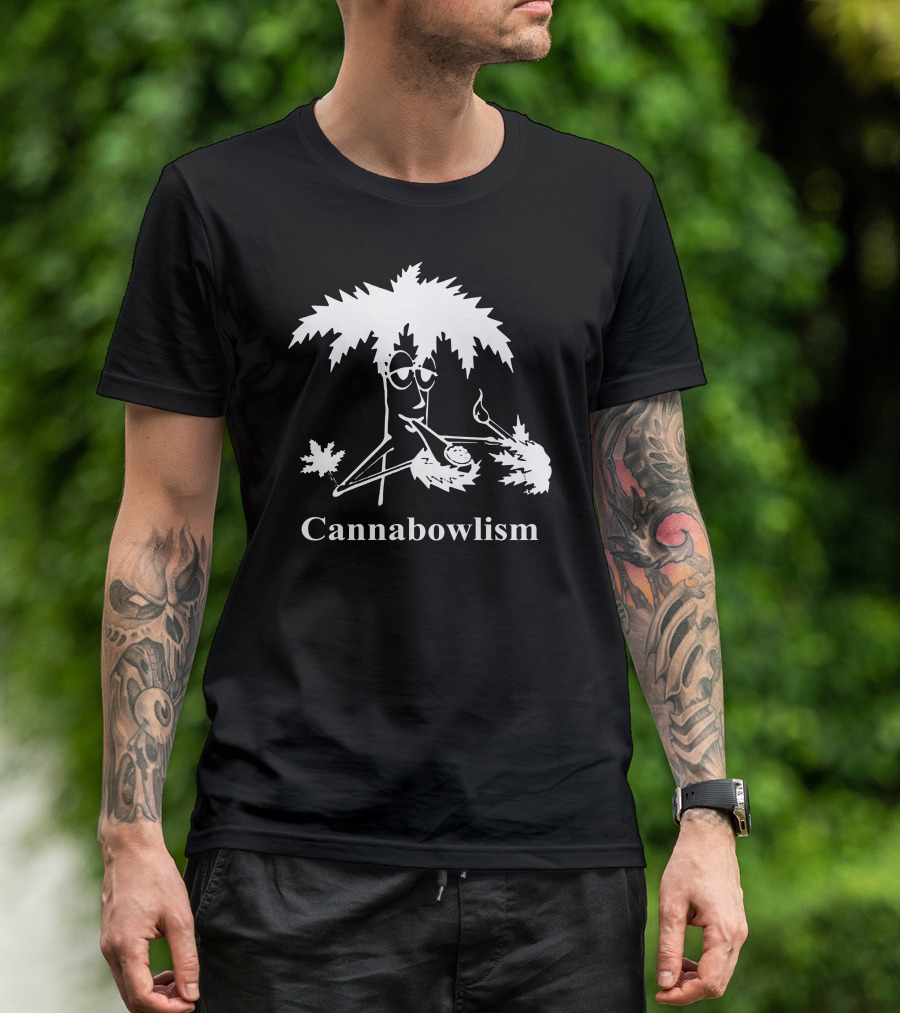 Cannabowlism Funny Cannabis Palm Tree Smoking Character T-Shirt