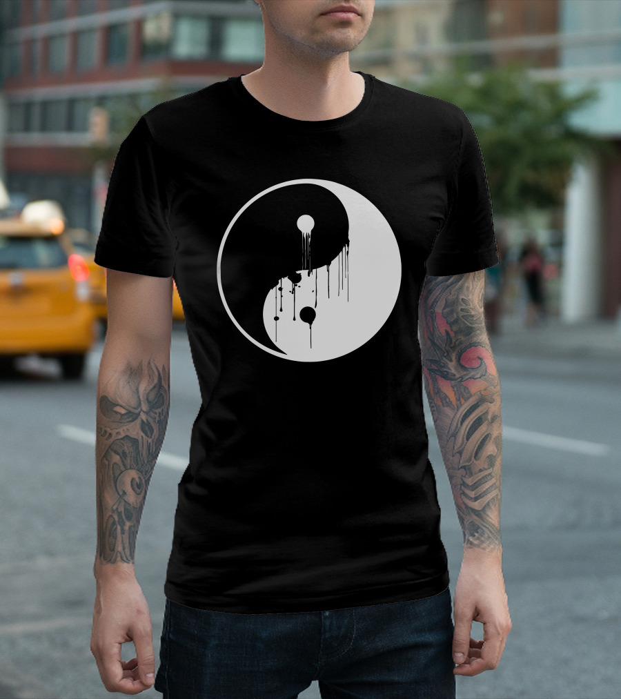 Dripping Yin Yang Symbol in T-Shirt