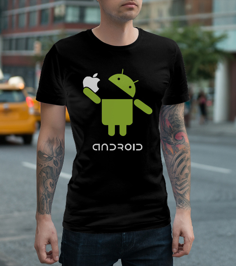Google Android Robot Eating Apple T-Shirt
