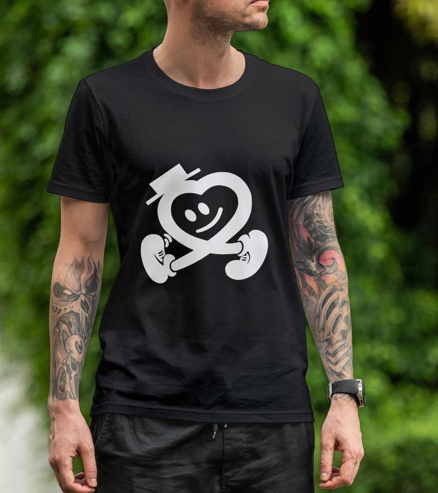 Heart Walking Smiley Character With Hat And Shoes T-Shirt