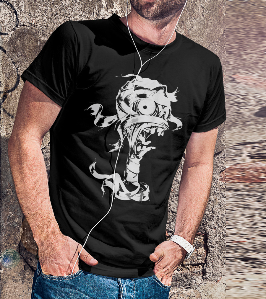 Mummy Wrapping Skull Scream Horror T-Shirt