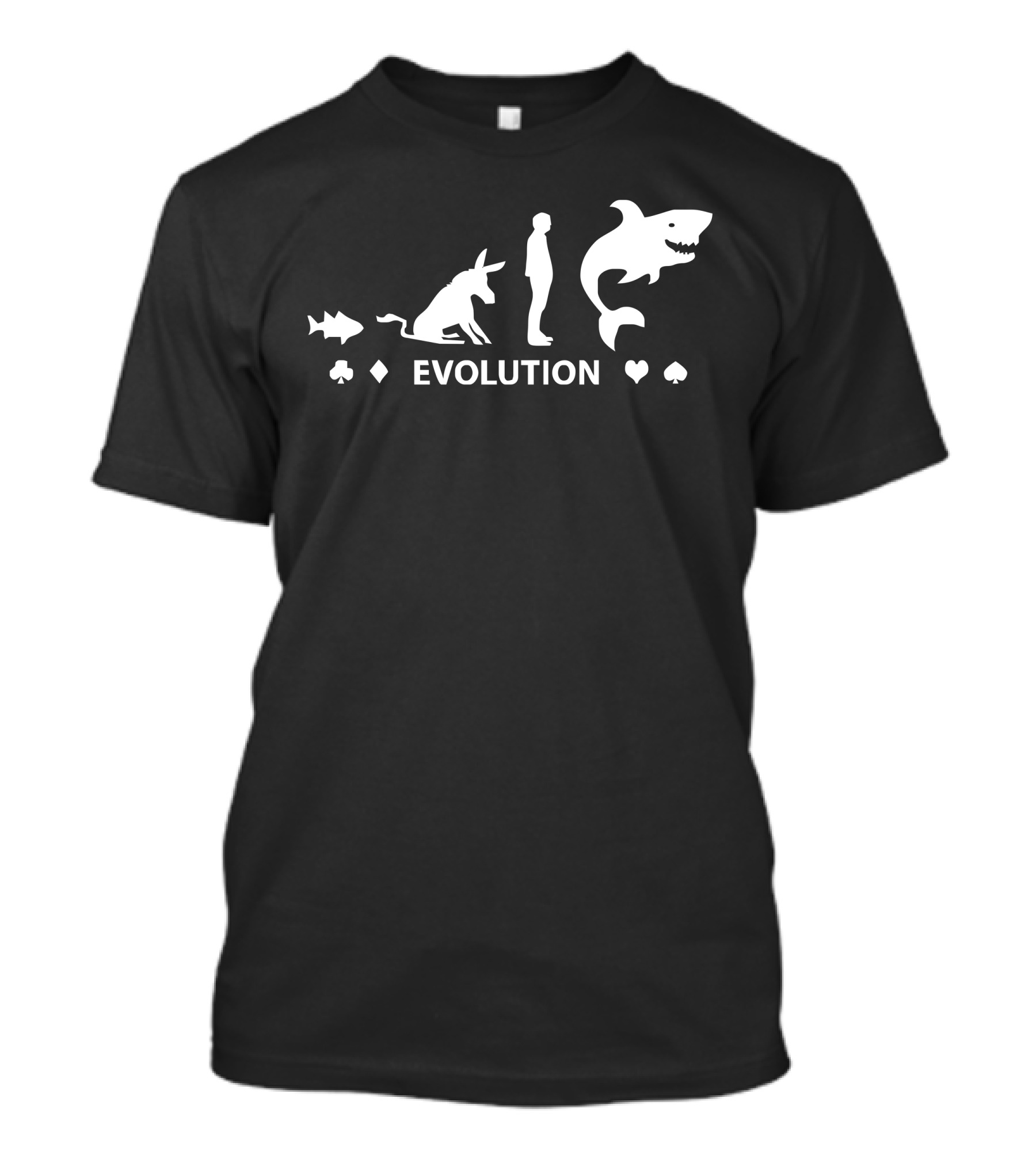 Poker Evolution Fish Donkey Human Shark Playing Cards T-Shirt