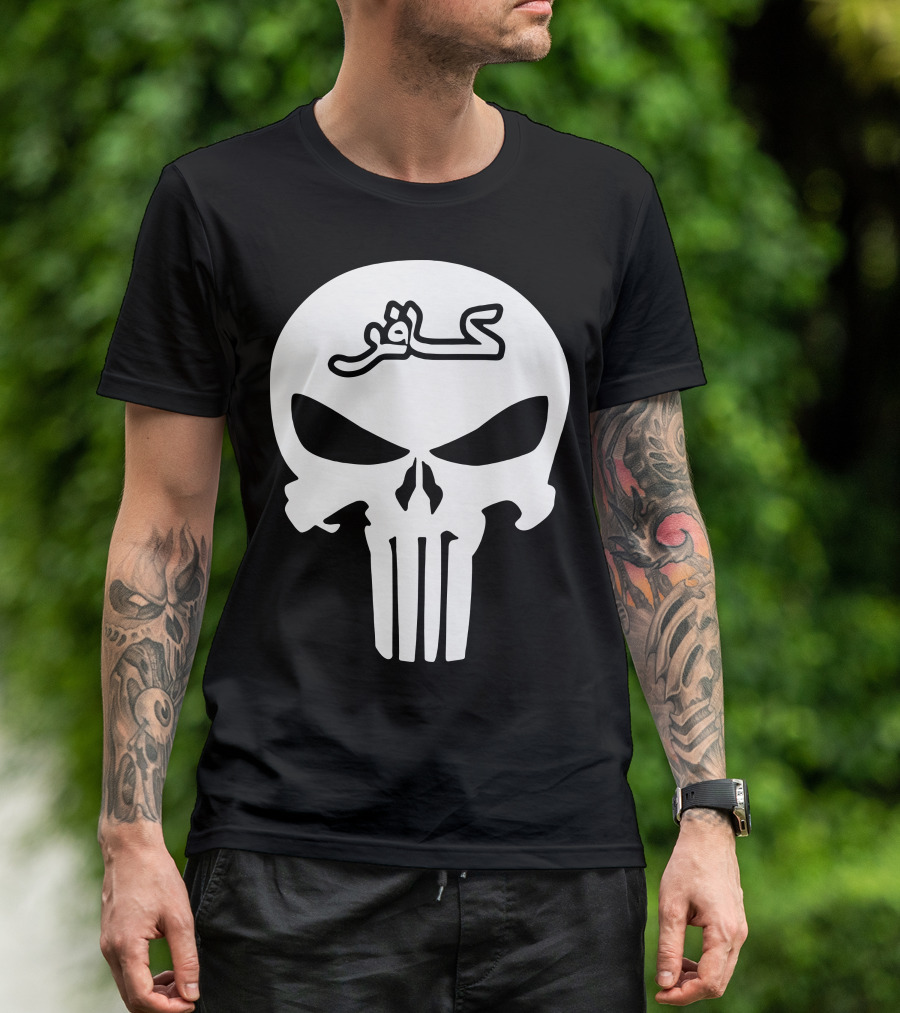 Punisher Infidel Skull Arabic Text T-Shirt