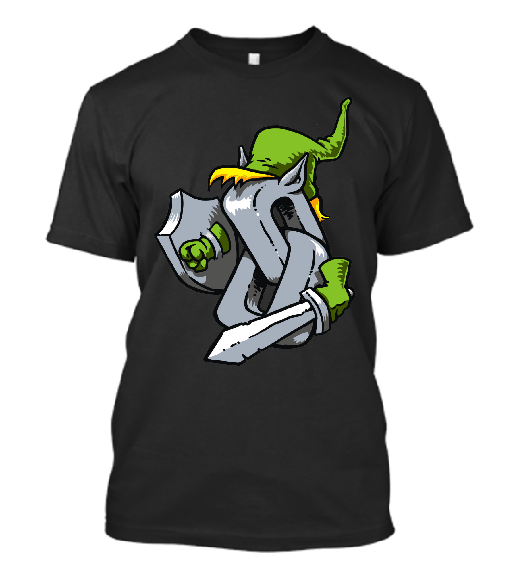 Linkage Heroic Adventurer In Green Hat With Shield And Sword T-Shirt
