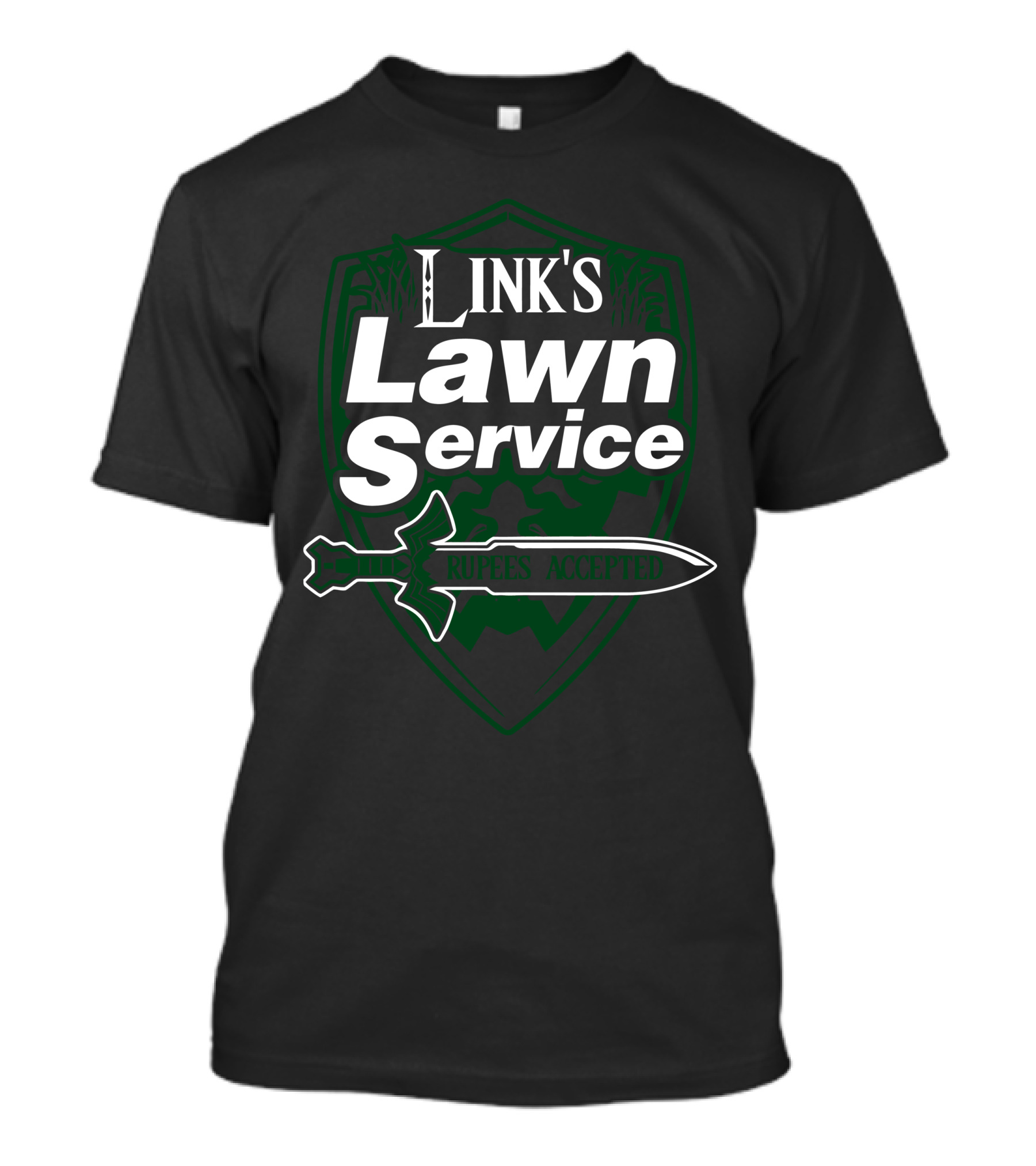 Link's Lawn Service Rupees Accepted Sword And Shield T-Shirt