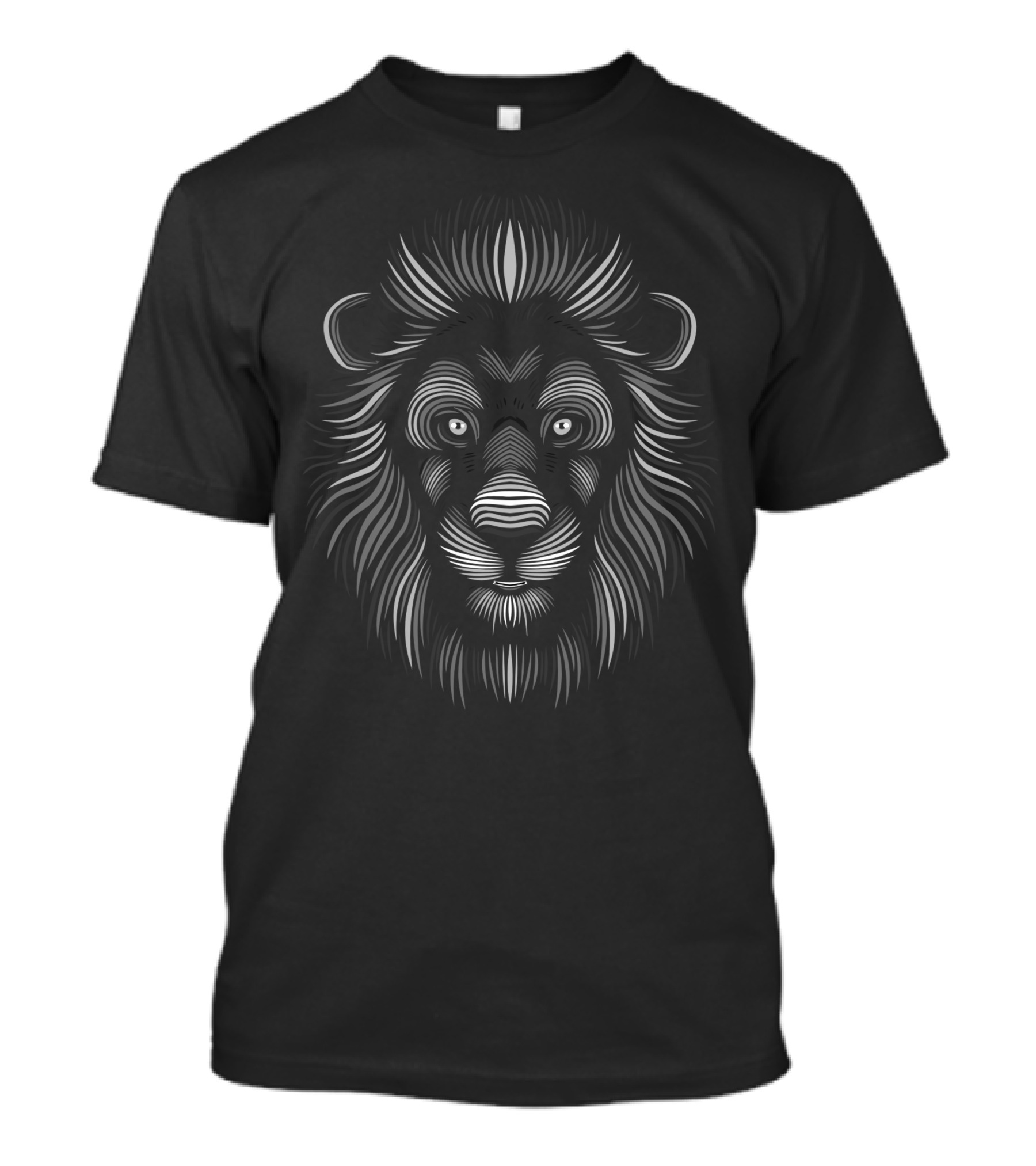 Lion Face Lines Geometric Art Bold Black And White Styles 노어 릴리스 T-Shirt