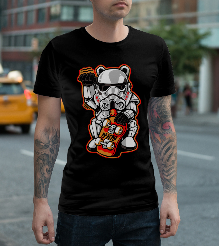 Maneki Trooper Skateboard Stormtrooper Mashup T-Shirt
