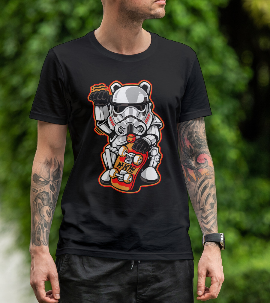 Maneki Trooper Skateboard Stormtrooper Mashup T-Shirt