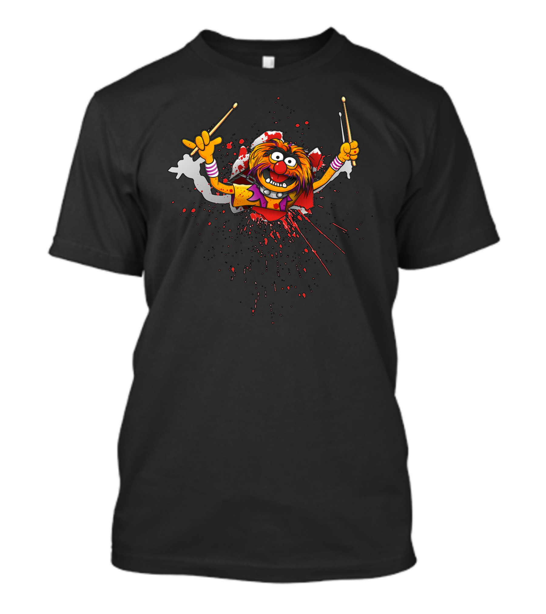 Animalien Gore Edition Splatter Drummer Monster With Drumsticks T-Shirt
