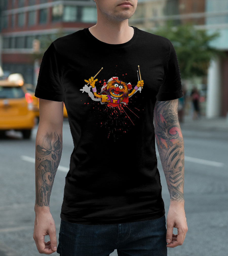 Animalien Gore Edition Splatter Drummer Monster With Drumsticks T-Shirt