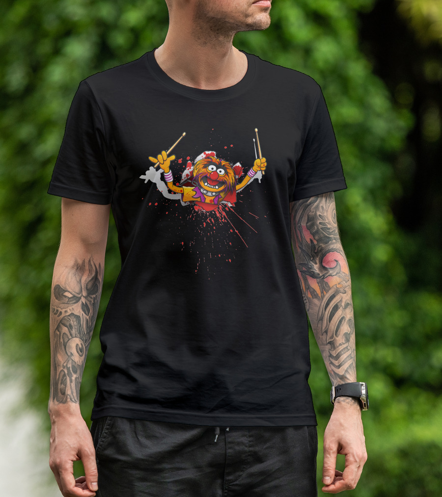 Animalien Gore Edition Splatter Drummer Monster With Drumsticks T-Shirt