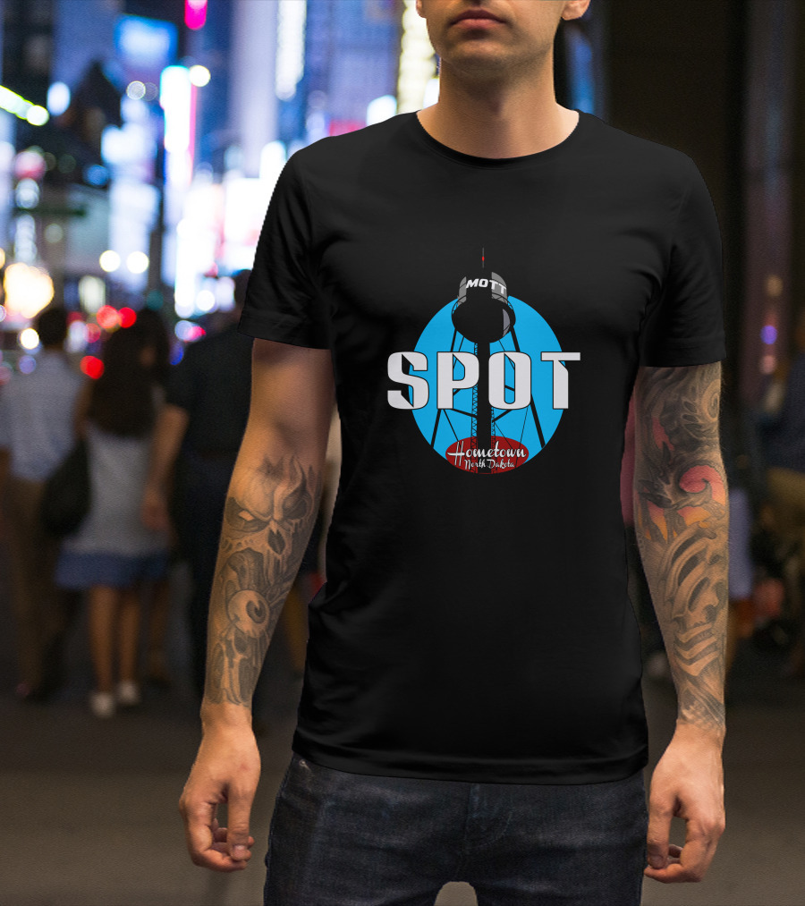 Mott Spot Hometown North Dakota Watertower T-Shirt