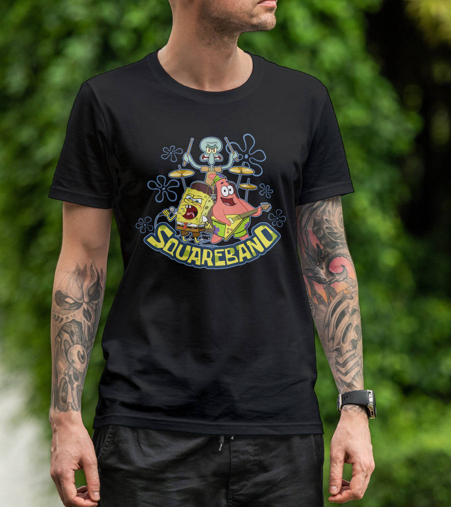 Spongebob Squareband Musical Trio With Drums And Guitars T-Shirt