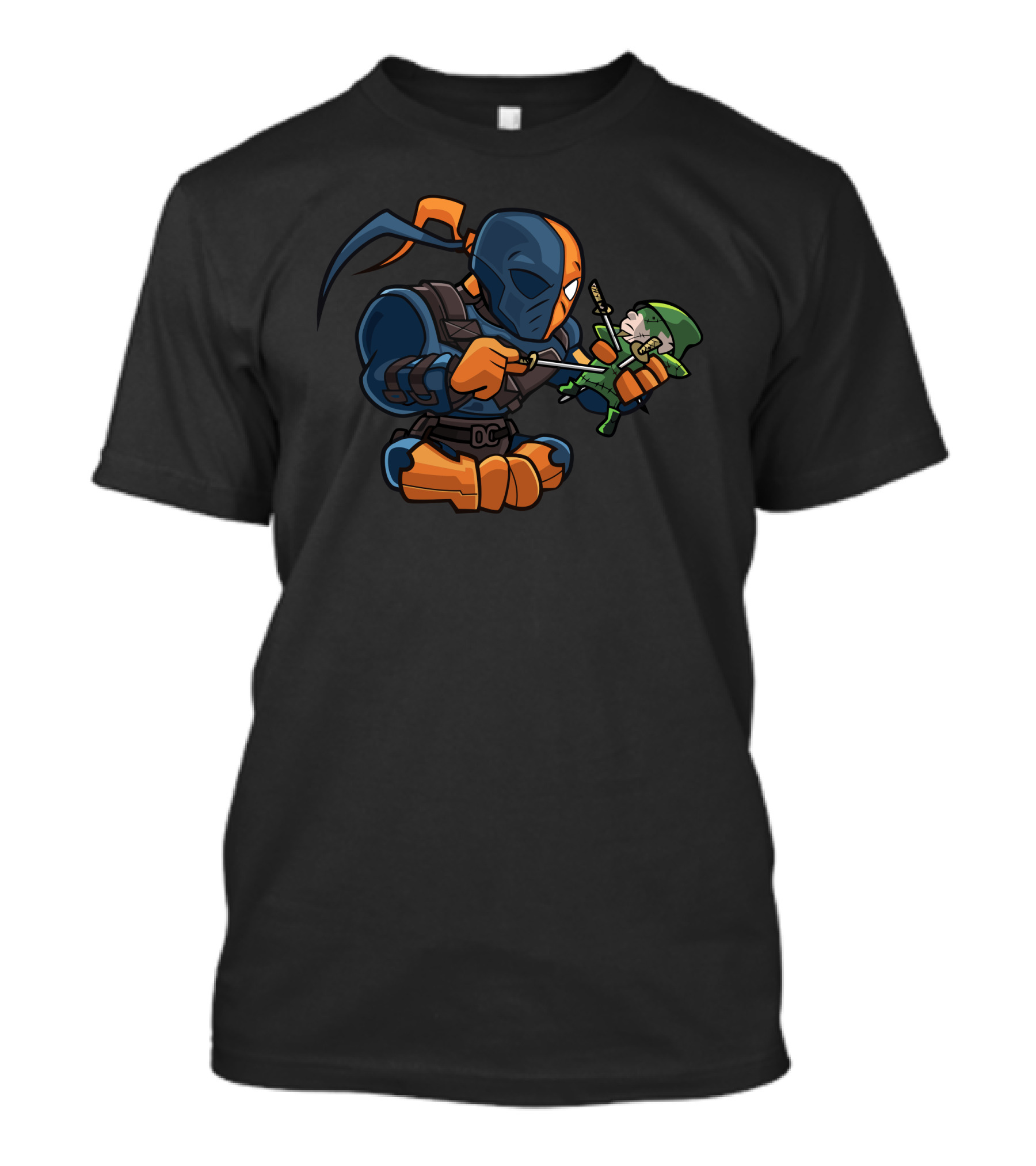 Stabby Stabby Stabby Deathstroke Chibi Vs Green Elf Plushie T-Shirt