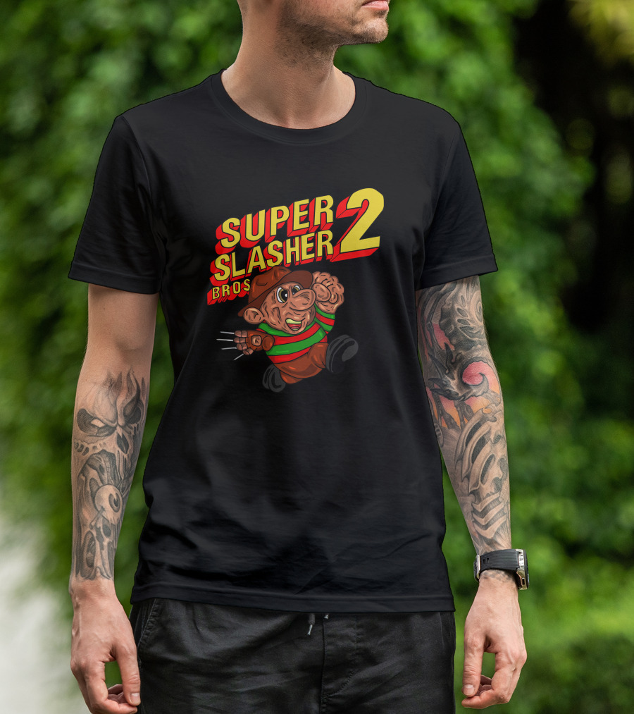 Super Slasher Bros 2 Freddy Krueger Super Mario Crossover T-Shirt
