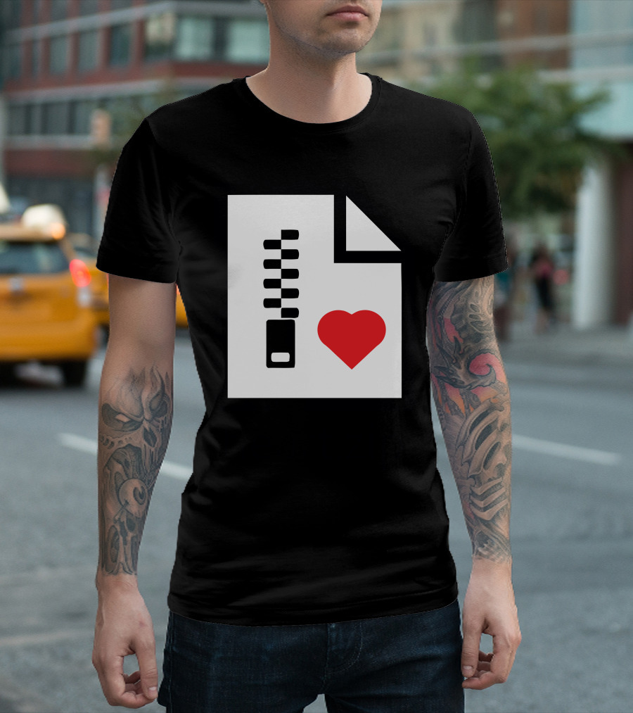 Heart.zip File Icon with Red Heart and Zipper T-Shirt