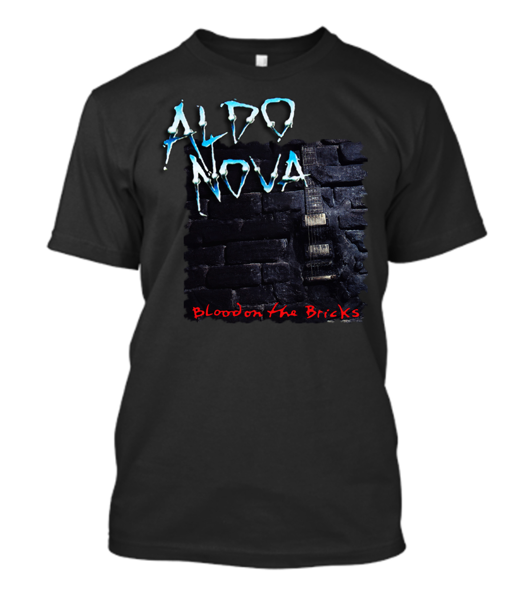 Aldo Nova Blood On The Bricks Tour Guitar And Bricks T-Shirt