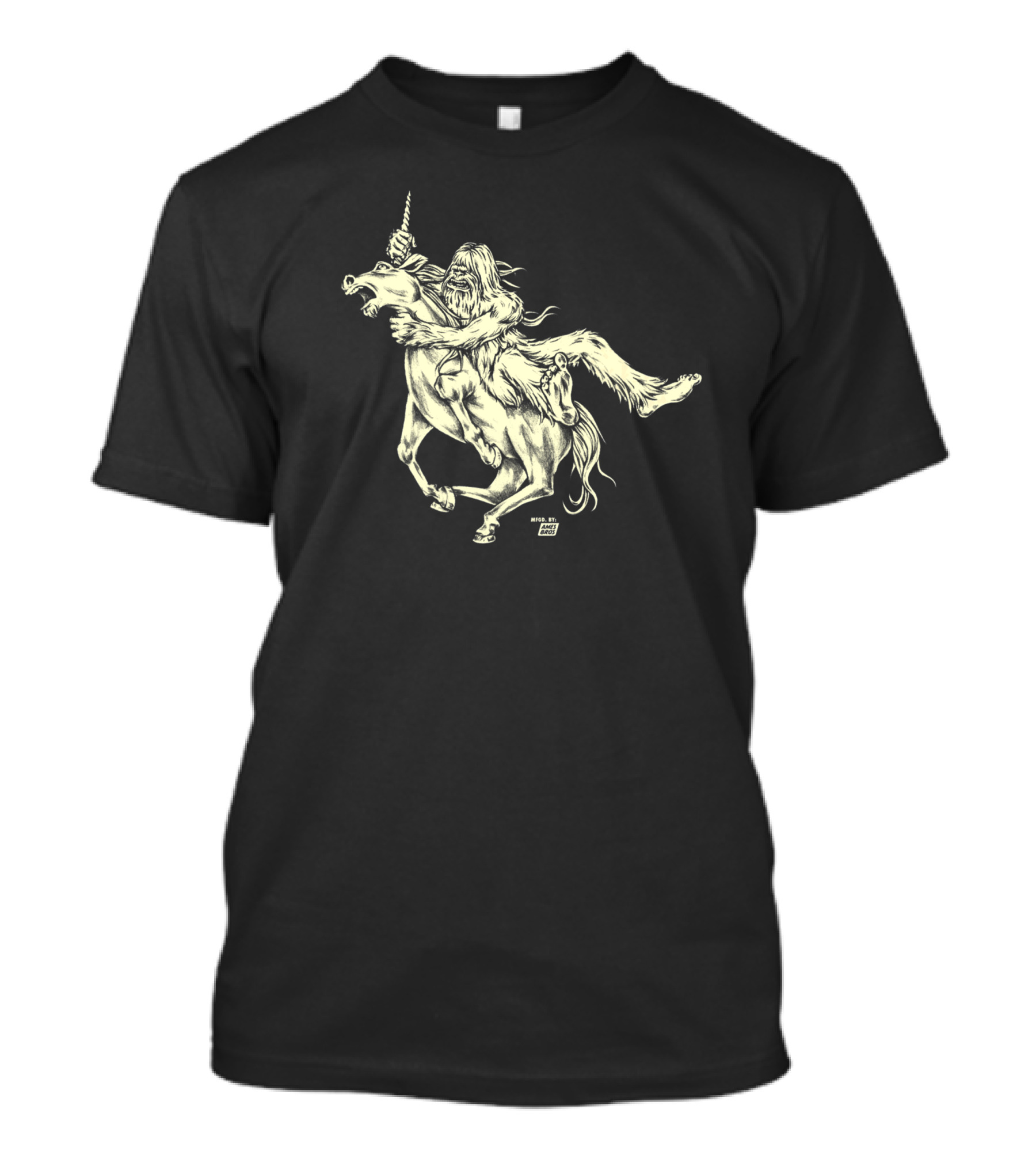 Ames Bros Bigfoot Battling Mythical Unicorn Showdown T-Shirt
